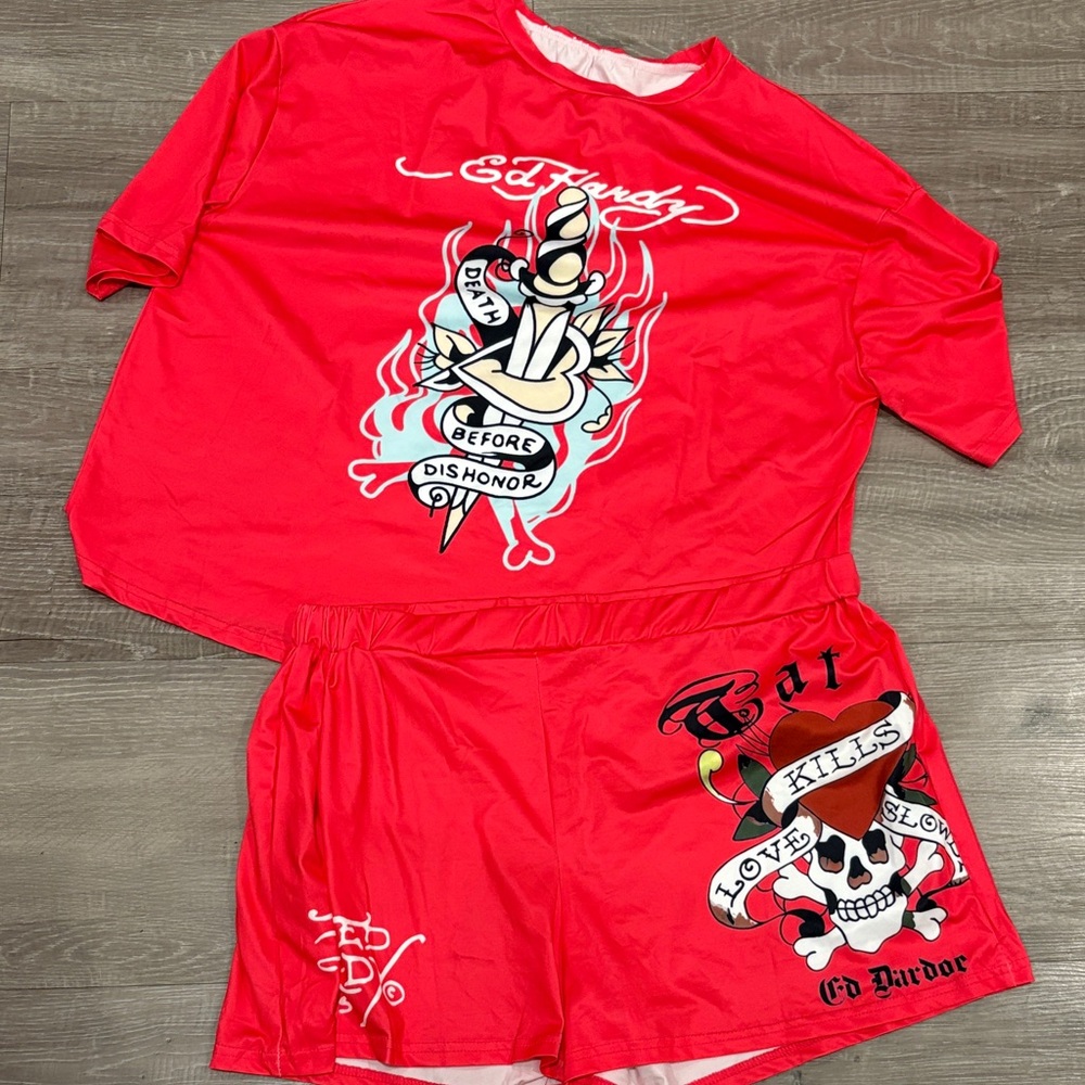 Ed Hardy Vibrant Red Tattoo-Inspired Set